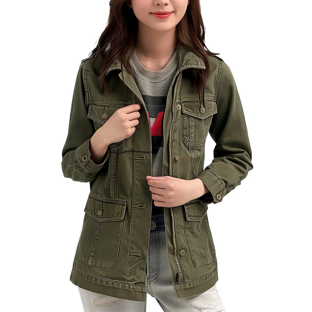 Vintage Military Style Jacket Women