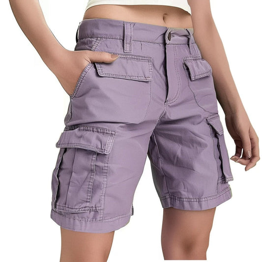 Women Low Rise Cargo Shorts Purple 2024