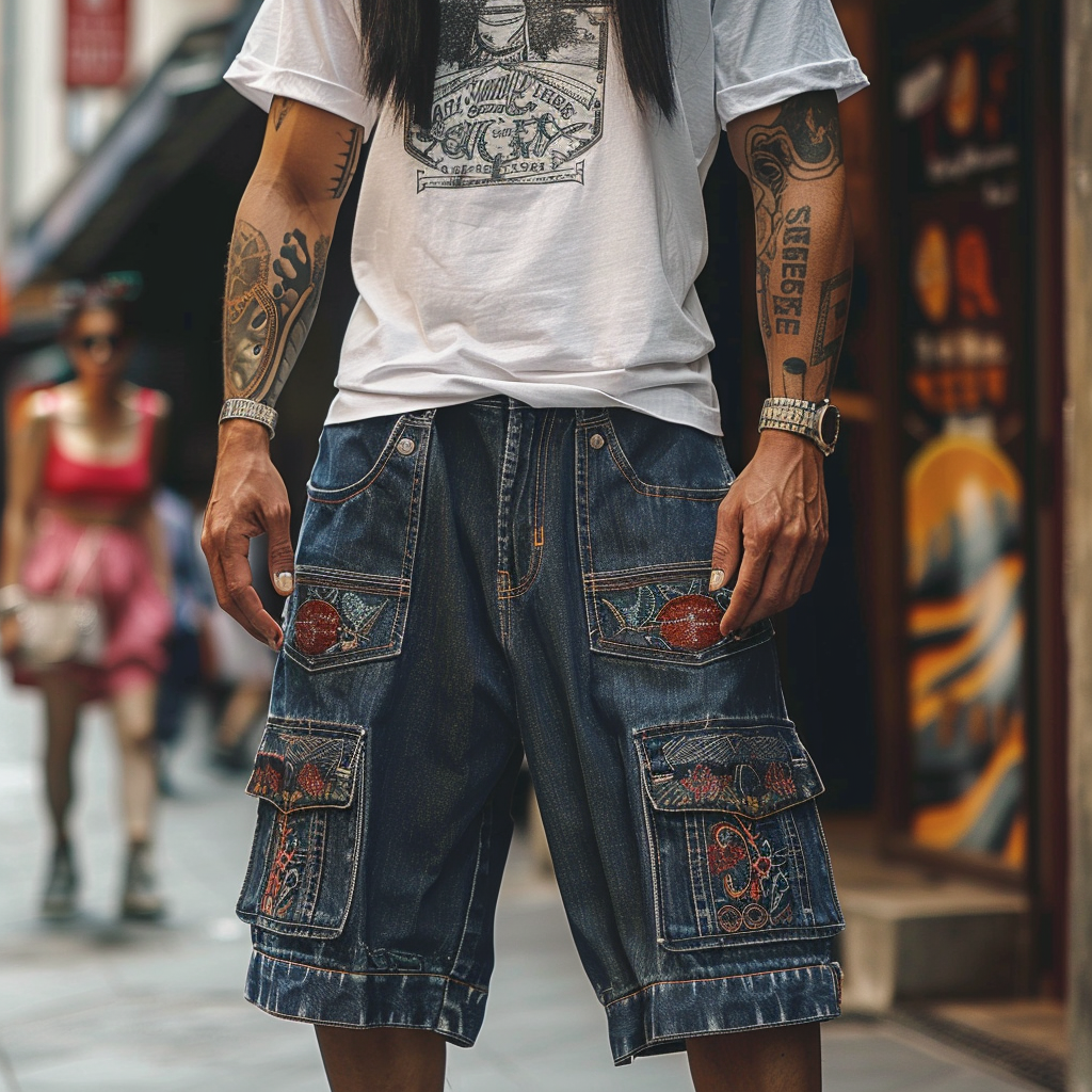 Jorts Mens Baggy Jean Shorts Demin