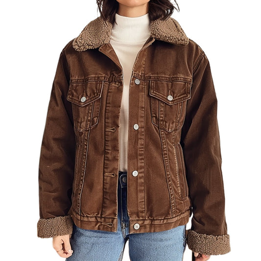 Winter Brown Barn Jacket – Sherpa Lined Women