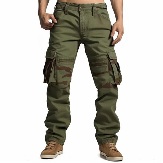 Men's Military Cargo Pants Baggy Straight Multiple Pockets