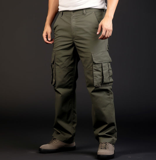 Men's cargo trousers floor length pants with side big pockets 1960s style